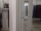 Melamine Wardrobe With Glass White Colour Design