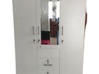 Melamine Wardrobe With Glass White Colour