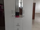 Melamine Wardrobe With Glass White Colour
