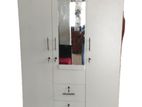 Melamine Wardrobe With Glass White Colour