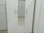 Melamine White 3D Cupboard with Mirror