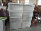 Melamine White Book Rack with Cupboard