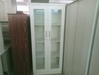 Melamine White Glass Office Cupboard
