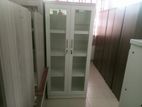 Melamine White Office Cupboard with Glass