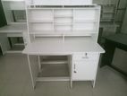 Melamine White Rack Writing Table with Cupboard 005