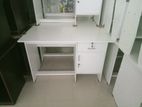 Melamine White Table with Cupboard 004