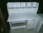 Melamine White Table with Cupboard 4 by 2