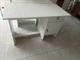 Melamine White Writing Table with Cupboard 005