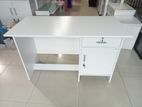 Melamine White Writing Table with Cupboard 4 by 2