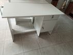 Melamine White Writing Table with Cupboard 4 By