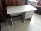Melamine White Writing Table with Cupboard