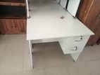 Melamine White Writing Table with Cupboard