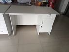 Melamine White Writing Table with Cupboard