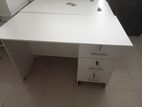 Melamine White Writing Table with Cupboard