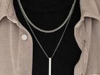 Men's Stainless Steel 3D Vertical Bar Pendant Necklace
