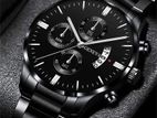 Mens Watches Black Stainless Steel Quartz Wrist Watch