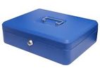 Metal 12 Inch Cash Box With Tray Blue Color