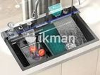 Milano Black Kitchen Sink Stainless Steel Water Fall Display 6 in 1