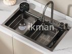 Milano Grey Kitchen Sink Stainless Steel Water Fall Display 6 in 1