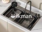 Milano Kitchen Sink Stainless Steel Water Fall 75X46 Blue Whale 7 in 1
