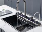 Milano Kitchen Sink Stainless Steel Water Fall Display 75X46 6 in 1