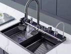 Milano Kitchen Sink Stainless Steel Water Fall Display 75X46 Blue Whale