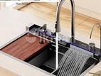 Milano Kitchen Sink Stainless Steel Water Fall Display 75X46 Blue Whale