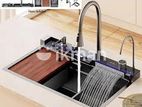 Milano Kitchen Sink Stainless Steel Water Fall Display 75X46 Blue Whale