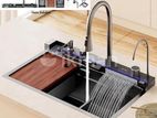 Milano Kitchen Sink Stainless Steel Water Fall Display 75X46 Blue Whale