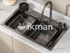 Milano Kitchen Sink Stainless Steel Water Fall Display 75X46 Blue Whale