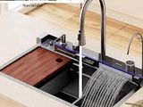 Milano Kitchen Sink Stainless Steel Water Fall Display 75X46 Whale