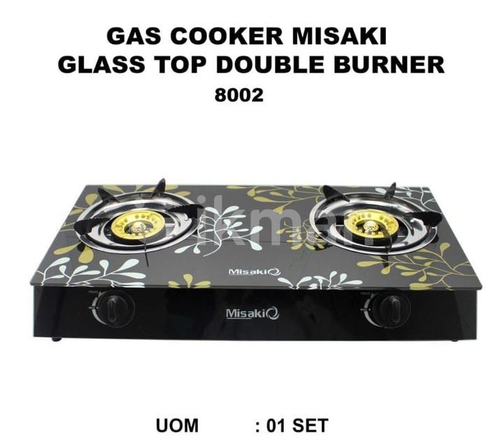 Misaki Gas Cooker Glass Top Double Burner for Sale in Homagama ikman