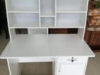 Modern 42x24” White Study Table with Rack