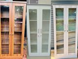 MODERN 6FT MELAMINE GLASS DISPLAY CUPBOARDS