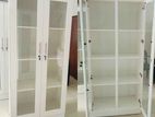 Modern 6ft White Glass Display Cupboard