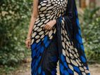 Blue Beige Printed Saree