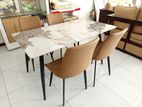Modern Dining Table 4 Chair Set 🍽️ White & Brown