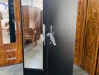 Modern Melamine Black 2 D Half Hanging Wardrobe with Mirror