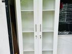 Modern Melamine White 6ft Glass Cupboards