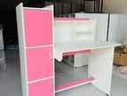 MODERN PINK MIX WHITE SIDE 3 CUPBOARD STUDY TABLE