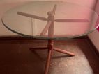 Modern Round Glass Table with Wooden Base