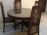 Modern Teak Dining Table with 4 Chairs Set