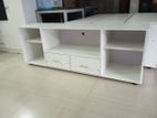 Modern White 65” melamine Mid-Drawer TV Stand
