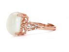 Moonstone Cat's Eye Rose Silver Ring