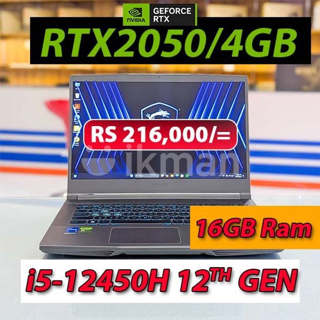 MSI Thin 15 Core i5 -12450H 12th Gen 16GB RTX 2050/4GB VGA Gaming ...