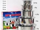 MY HOME 5 PCS STAINLESS STEEL POT SET -NO1