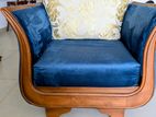 Navy Blue Velvet Wooden Sofa with Matching Chair