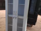 New 2 Door white Glass Melamine Office Cupboard .