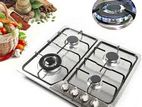 New 2025 Euro (Turkey) 4 Burner Gas Cooker Hob Stainless Steel