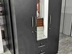 New 3 Door Black Melamine Cupboard With Mirror